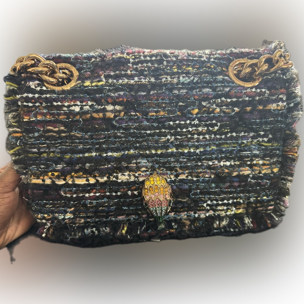 LARGE KENSINGTON EAST WEST Tweed Shoulder Bag KURT GEIGER LONDON